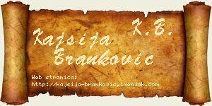 Kajsija Branković vizit kartica